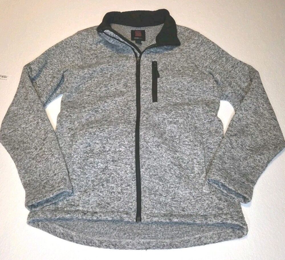Swiss Tech Men’s S Full Zip Gray Speckle Fleece Sweater Jacket